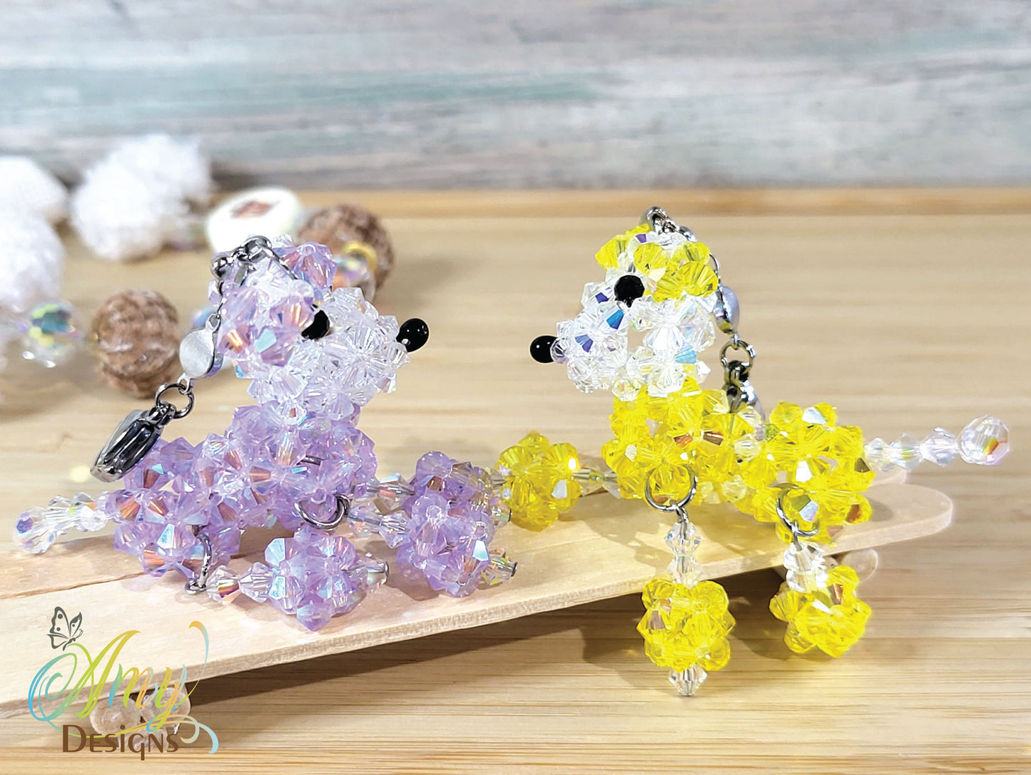 Handmade Crystal Beaded Poodle Dog Phone Charm