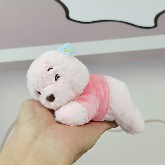 Pink Lying Bear- Sitting Bear Plush Keychain