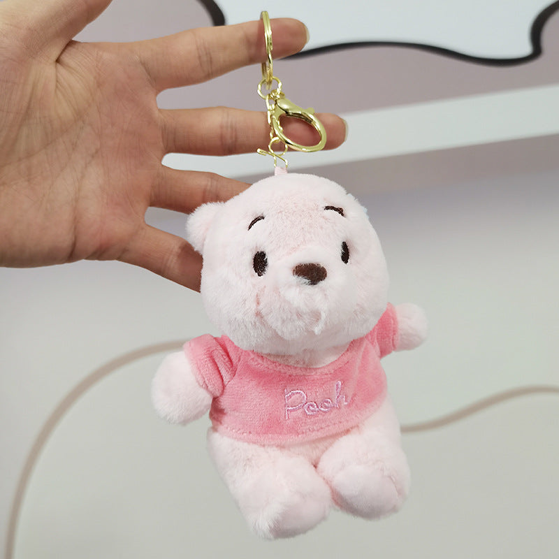 Pink Lying Bear- Sitting Bear Plush Keychain