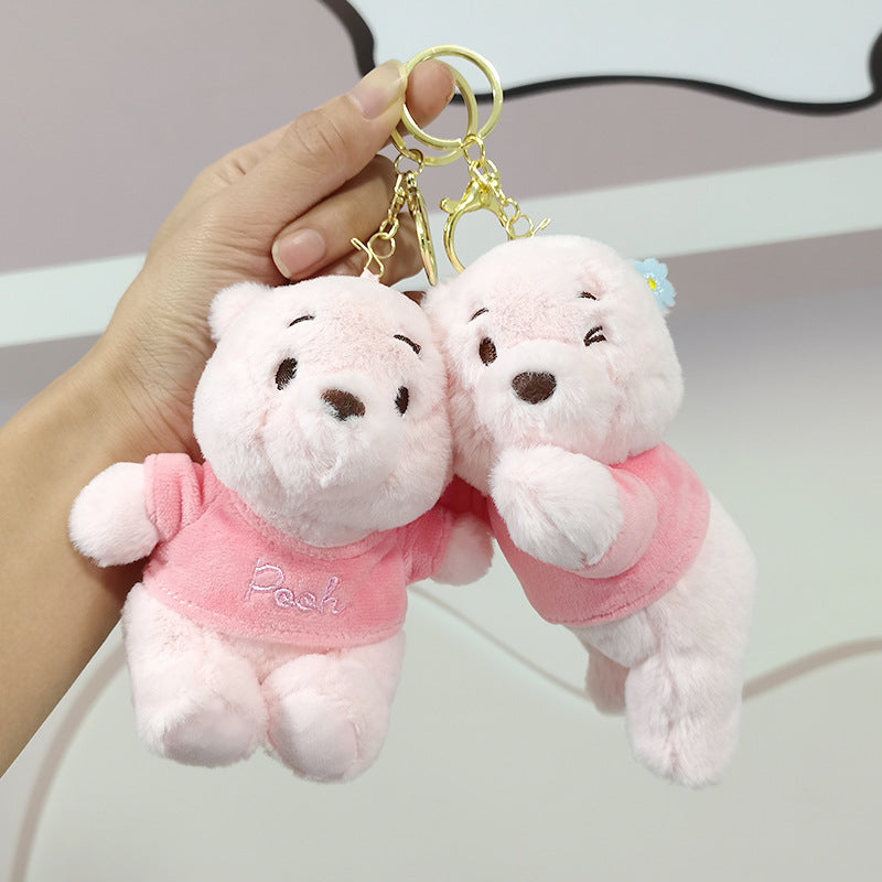 Pink Lying Bear- Sitting Bear Plush Keychain