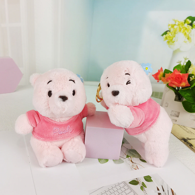 Pink Lying Bear- Sitting Bear Plush Keychain
