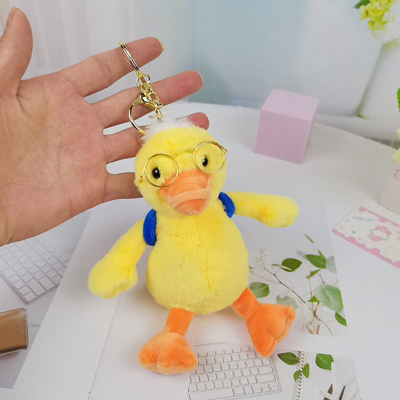 Plush Gentleman Duck Keychain – Stuffed Animal Bag Charm Backpack Pendant