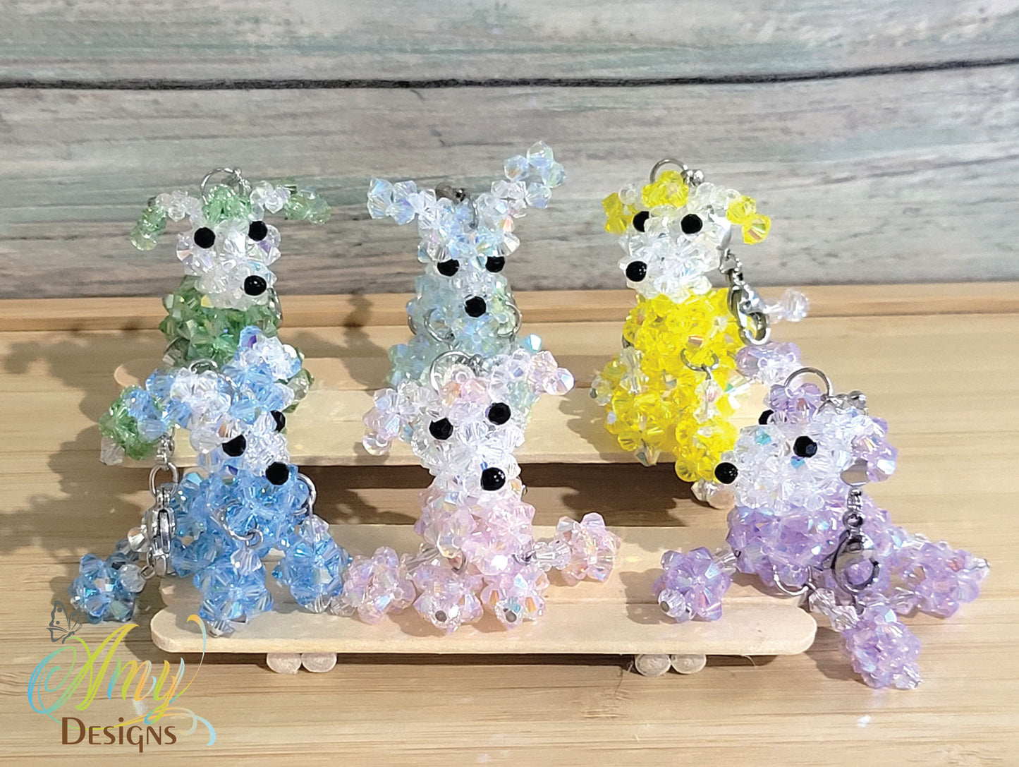Handmade Crystal Beaded Poodle Dog Phone Charm