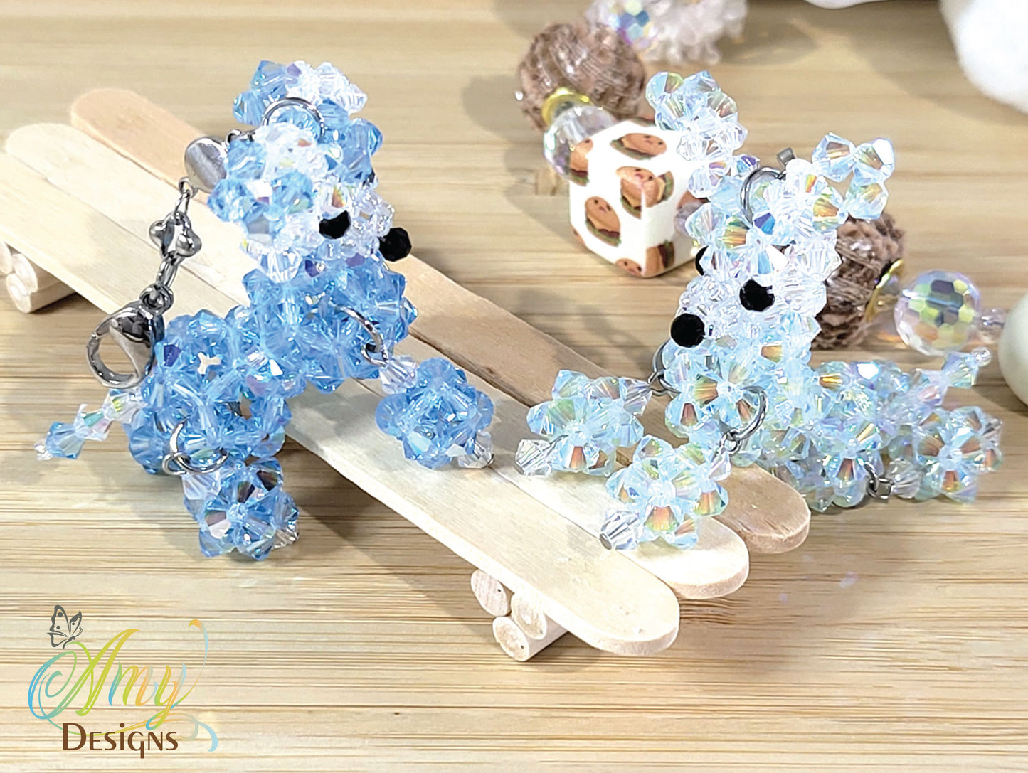 Handmade Crystal Beaded Poodle Dog Phone Charm