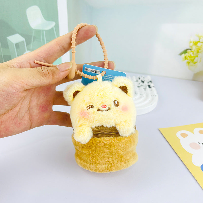 Butter Bear Plush Coin Purse – Mini Wallet Stuffed Animal Keychain Earphone Case & Backpack Charm