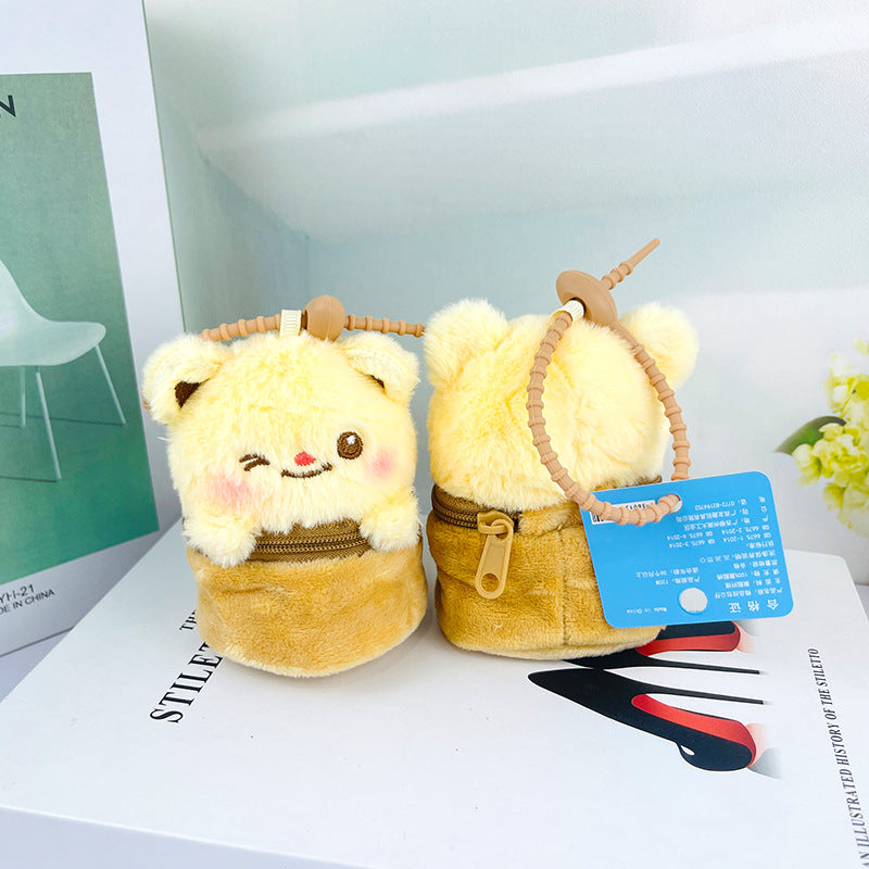 Butter Bear Plush Coin Purse – Mini Wallet Stuffed Animal Keychain Earphone Case & Backpack Charm