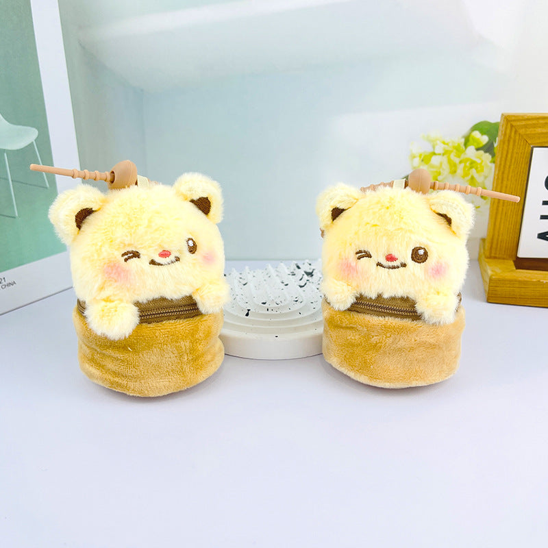 Butter Bear Plush Coin Purse – Mini Wallet Stuffed Animal Keychain Earphone Case & Backpack Charm
