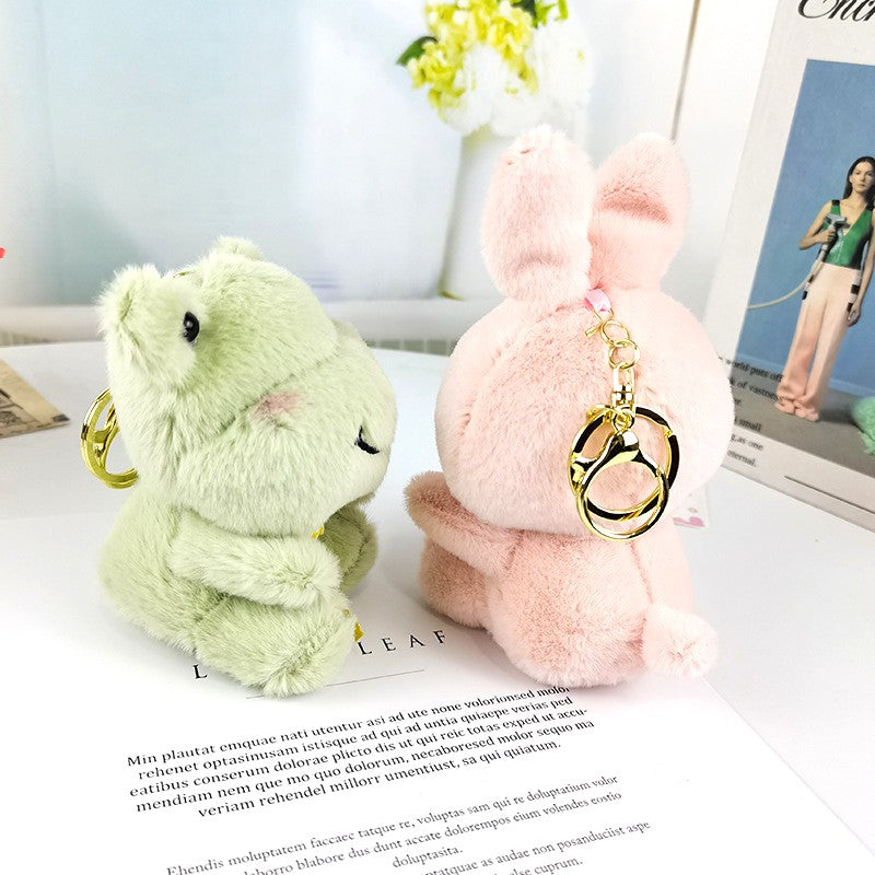 Cute Animal Plush Keychain – Mini Cartoon Bunny & Bear Stuffed Toy