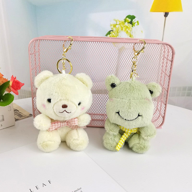 Cute Animal Plush Keychain – Mini Cartoon Bunny & Bear Stuffed Toy