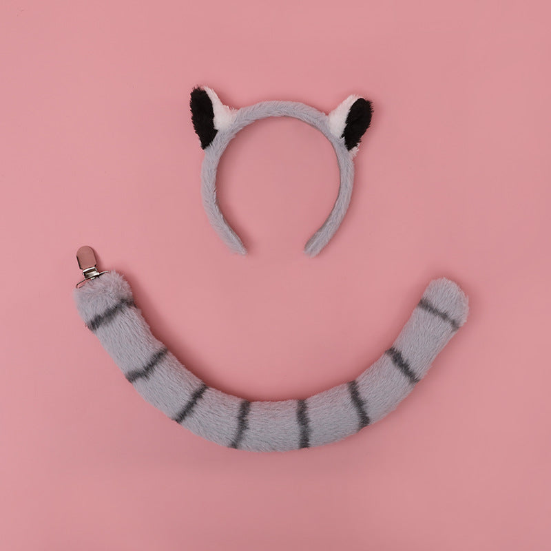 Festival Lemur Ear Headband and Tail Animal Headband