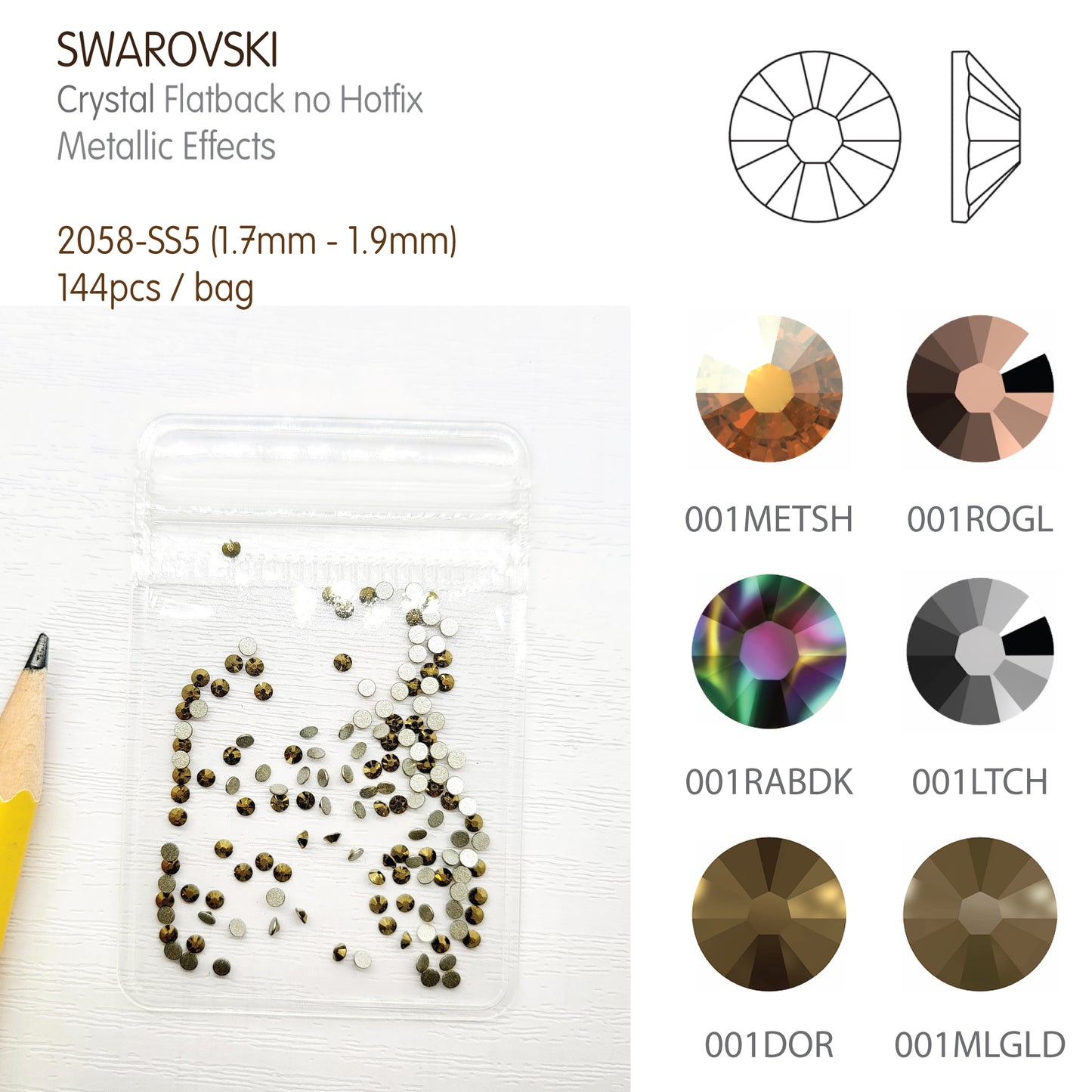 #2058-SS5 - Swarovski Flatback no Hotfix Crystal Picking Color - 144pcs