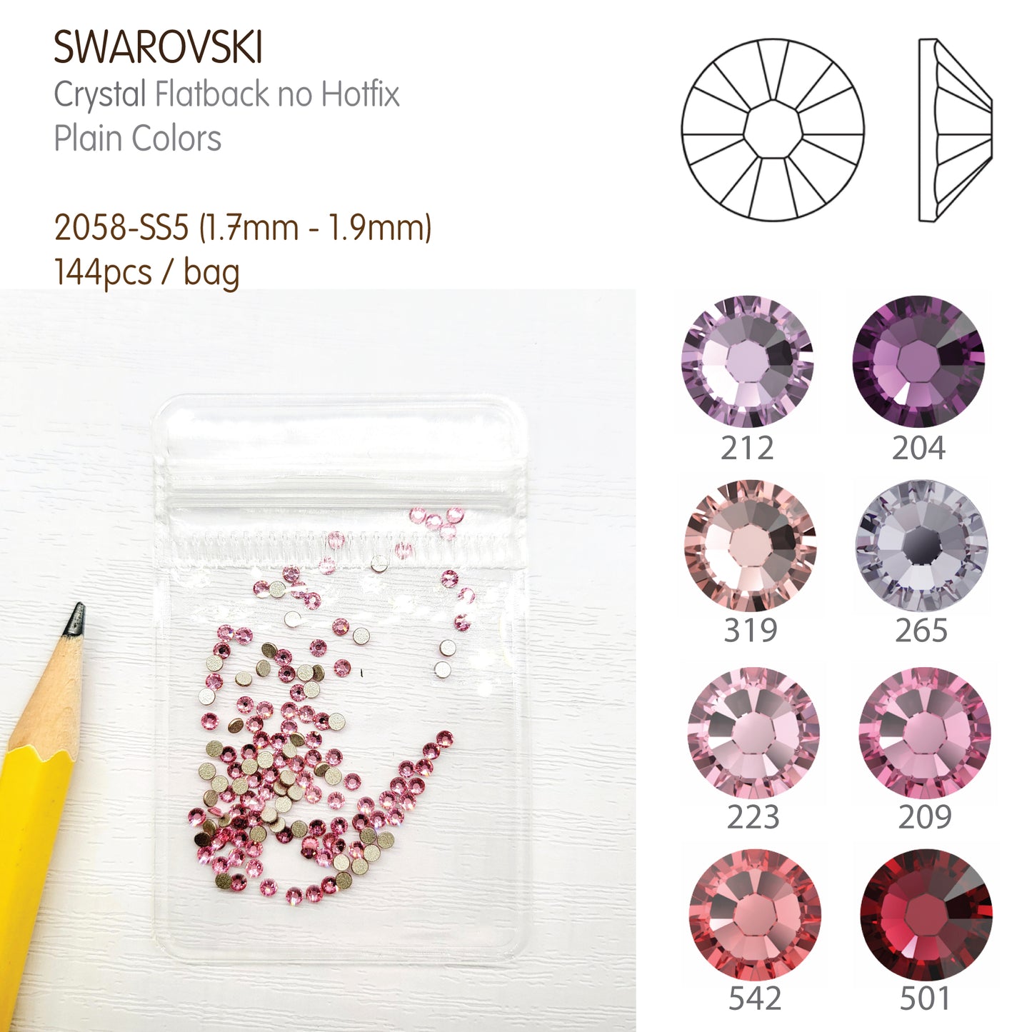 #2058-SS5 - Swarovski Flatback no Hotfix Crystal Picking Color - 144pcs