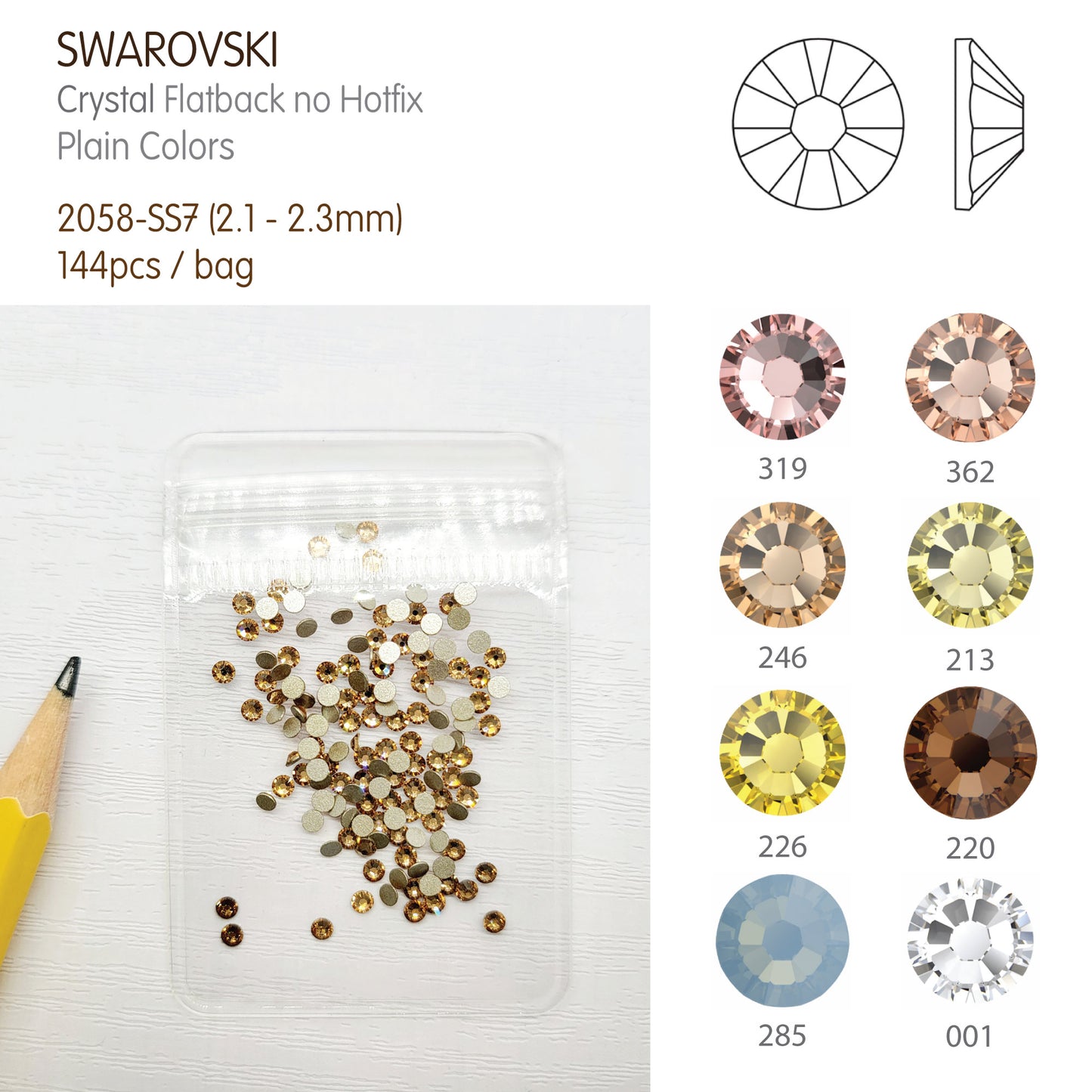 #2058-SS7 - Swarovski Flatback no Hotfix Crystal Picking Color - 144pcs