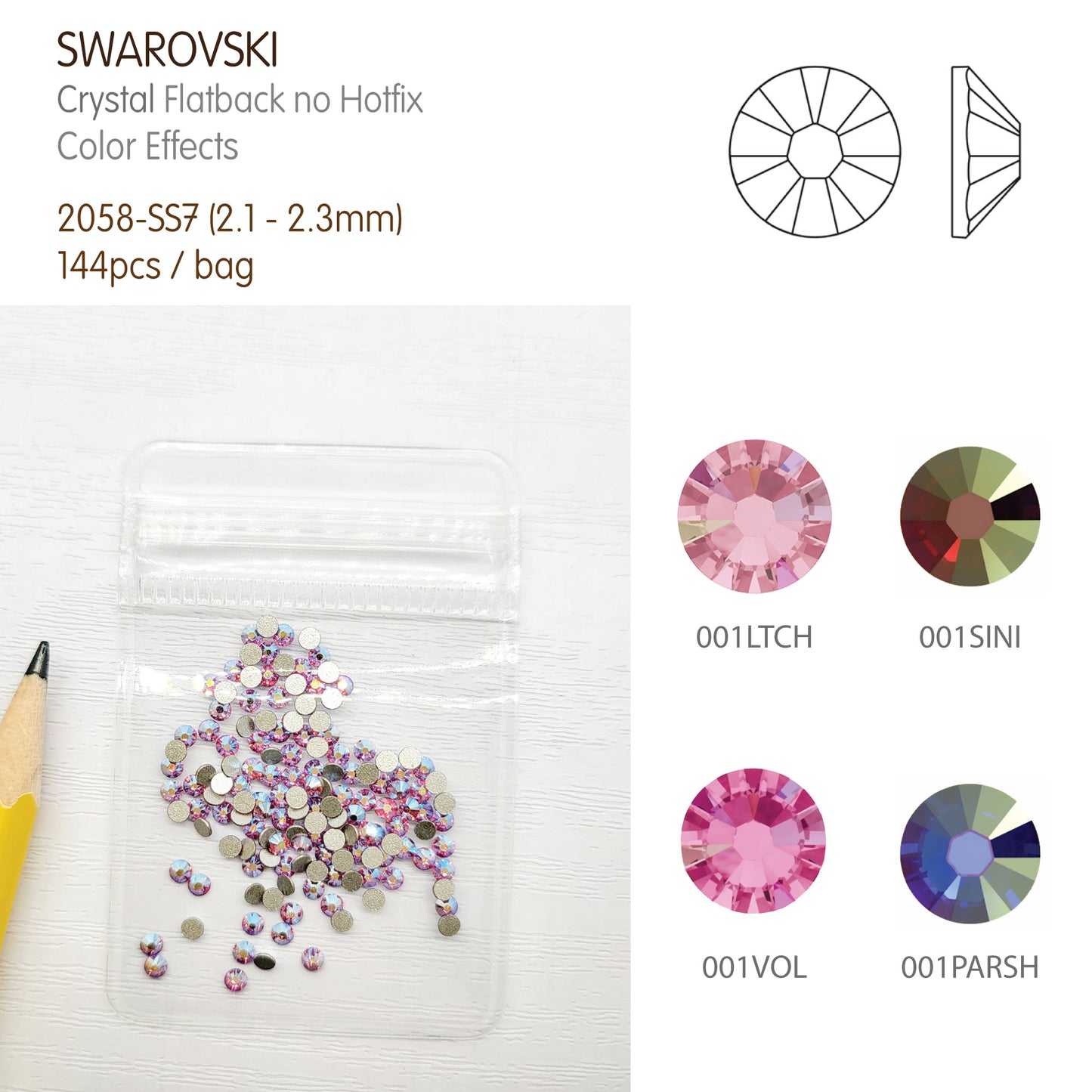 #2058-SS7 - Swarovski Flatback no Hotfix Crystal Picking Color - 144pcs