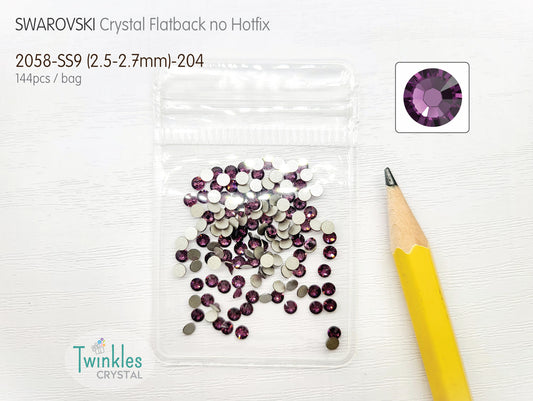 144pcs #204 - Swarovski Flatback Crystal No Hotfix - Amethyst