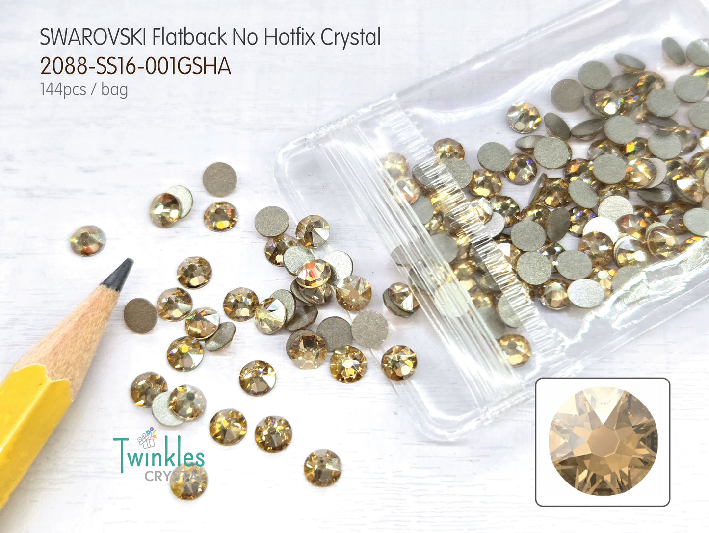 #2088-SS16 (3.8 - 4.0mm) - Swarovski Flatback no Hotfix Crystal - 144pcs