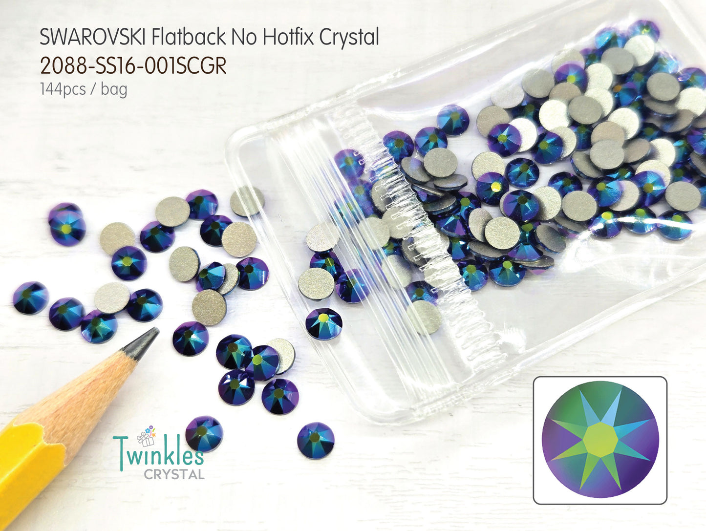#2088-SS16 (3.8 - 4.0mm) - Swarovski Flatback no Hotfix Crystal - 144pcs