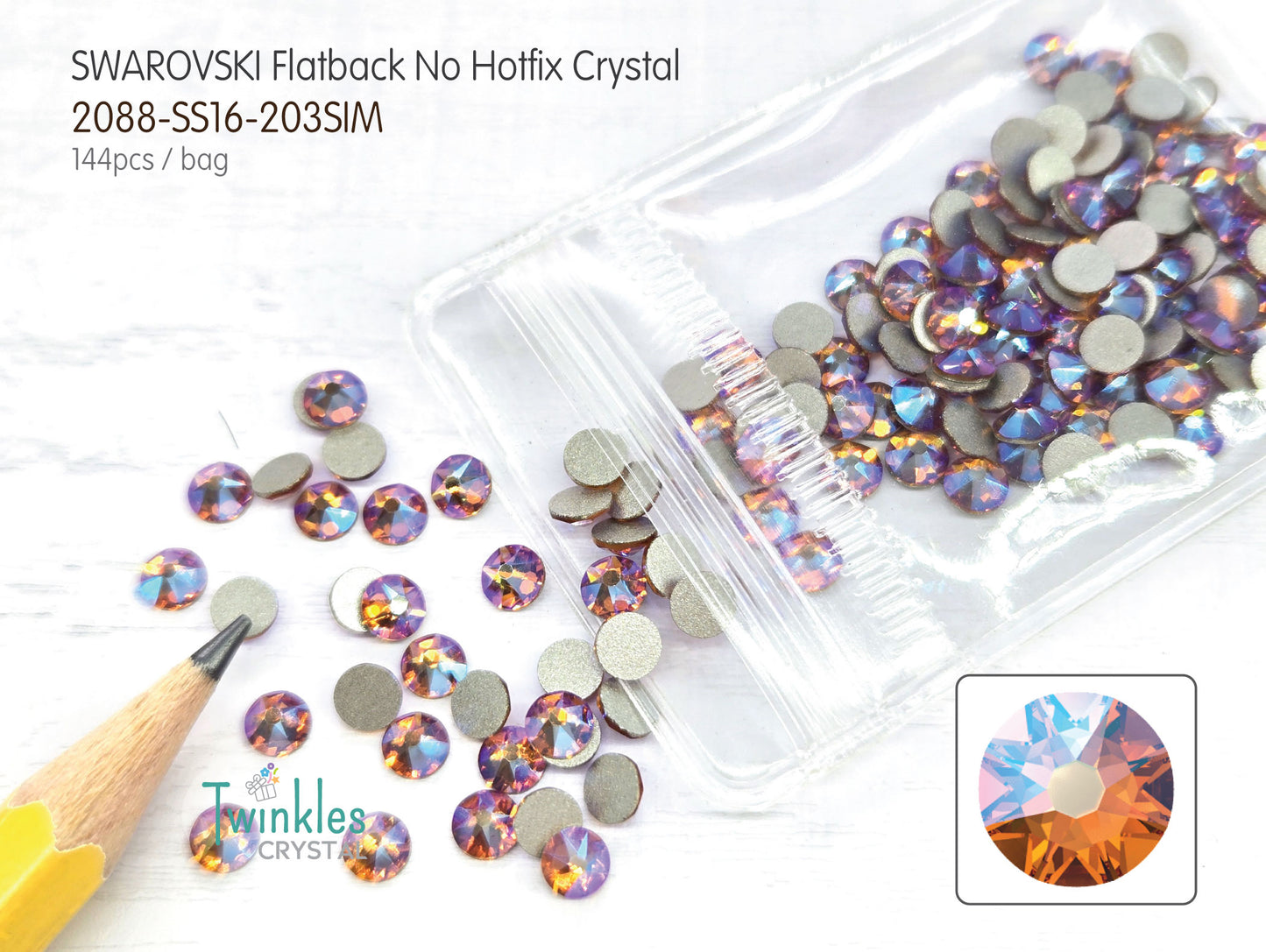 #2088-SS16 (3.8 - 4.0mm) - Swarovski Flatback no Hotfix Crystal - 144pcs