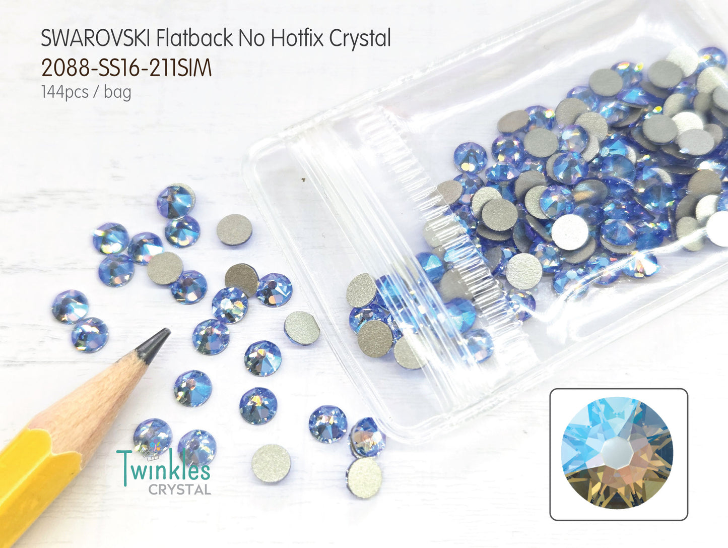 #2088-SS16 (3.8 - 4.0mm) - Swarovski Flatback no Hotfix Crystal - 144pcs