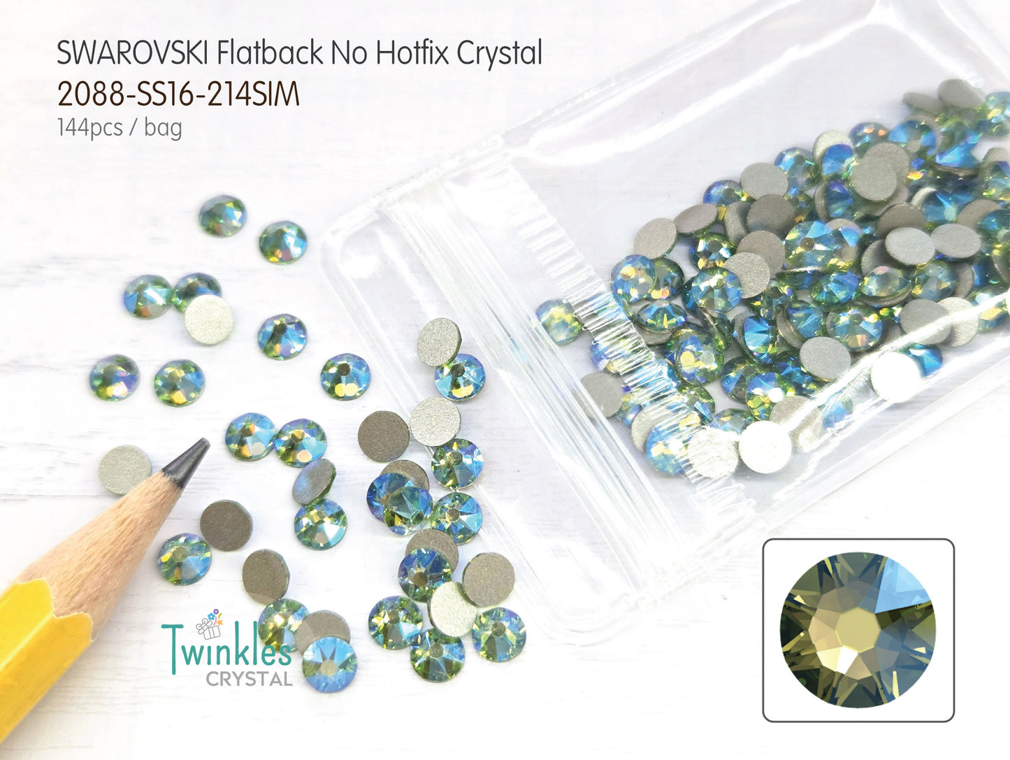 #2088-SS16 (3.8 - 4.0mm) - Swarovski Flatback no Hotfix Crystal - 144pcs