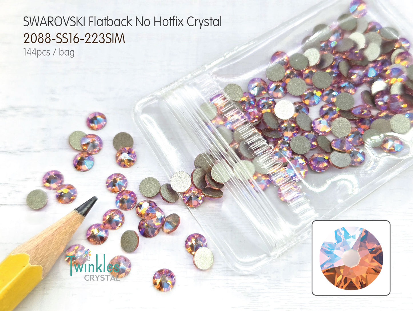 #2088-SS16 (3.8 - 4.0mm) - Swarovski Flatback no Hotfix Crystal - 144pcs