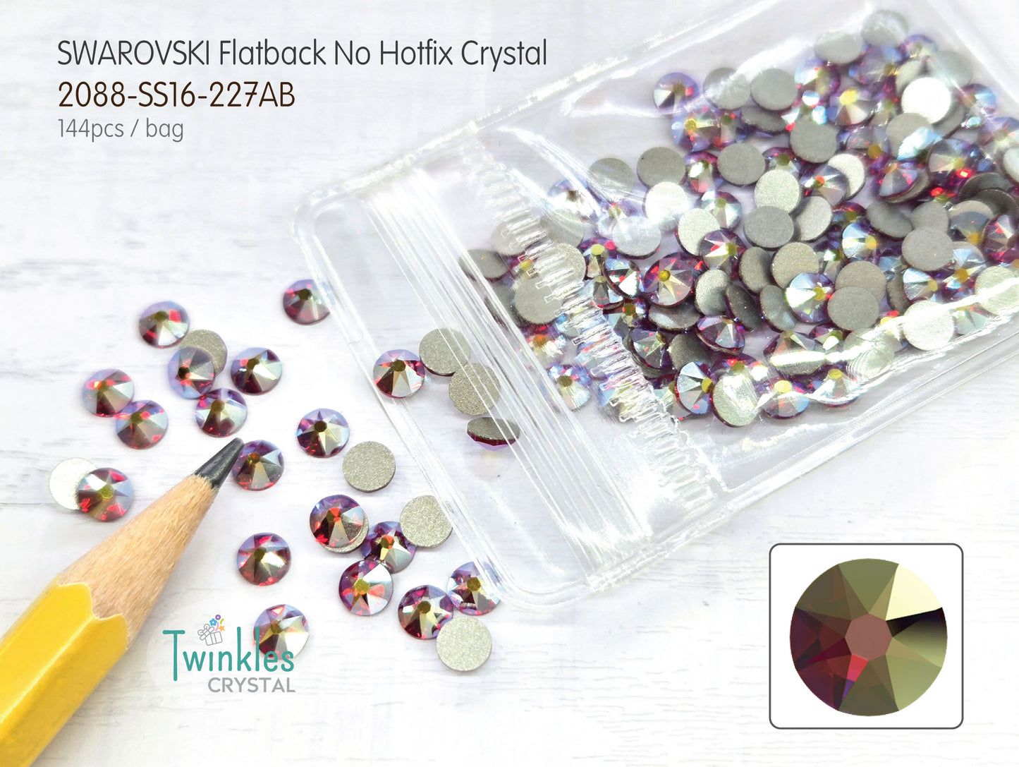 #2088-SS16 (3.8 - 4.0mm) - Swarovski Flatback no Hotfix Crystal - 144pcs