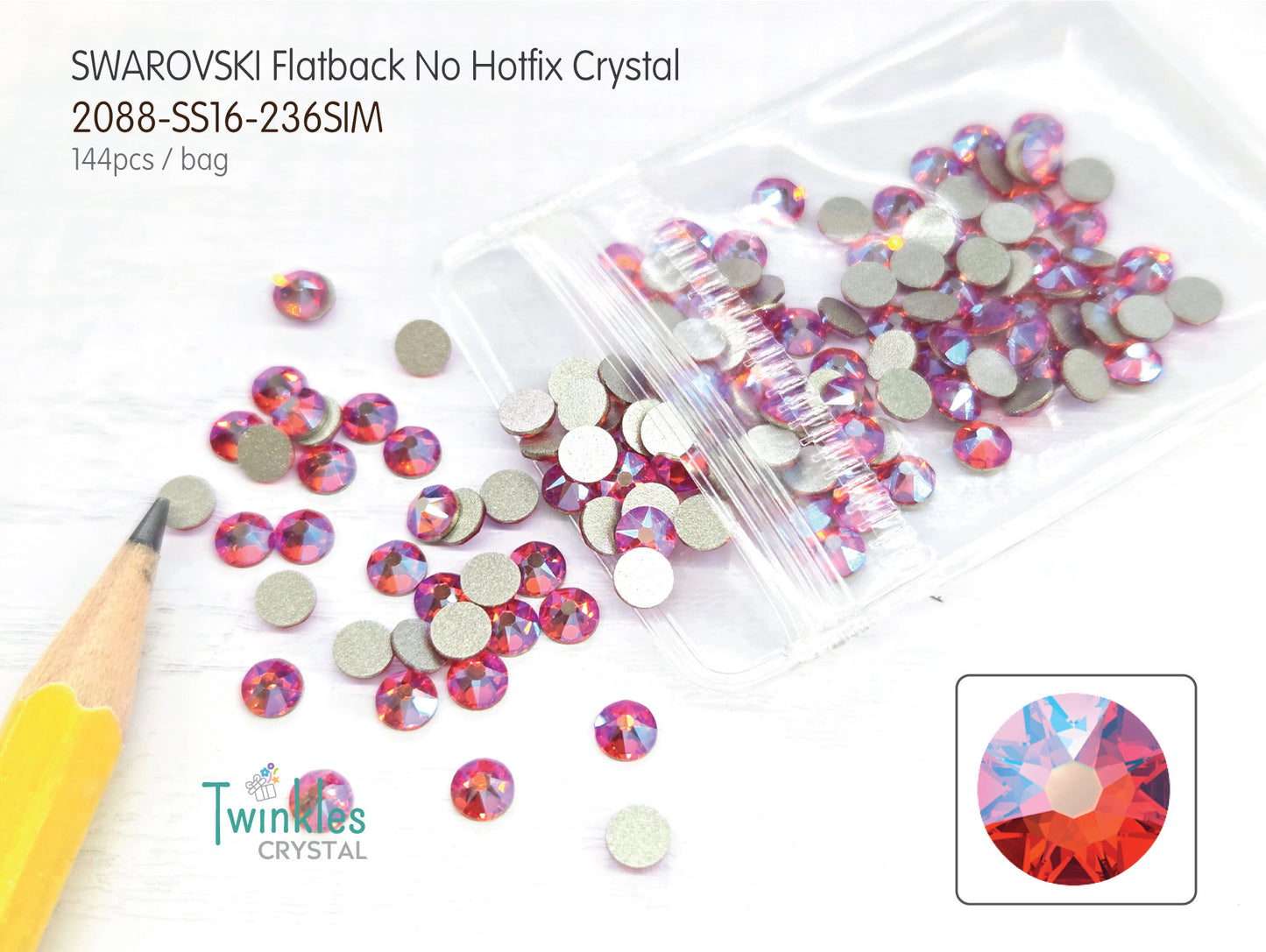 #2088-SS16 (3.8 - 4.0mm) - Swarovski Flatback no Hotfix Crystal - 144pcs