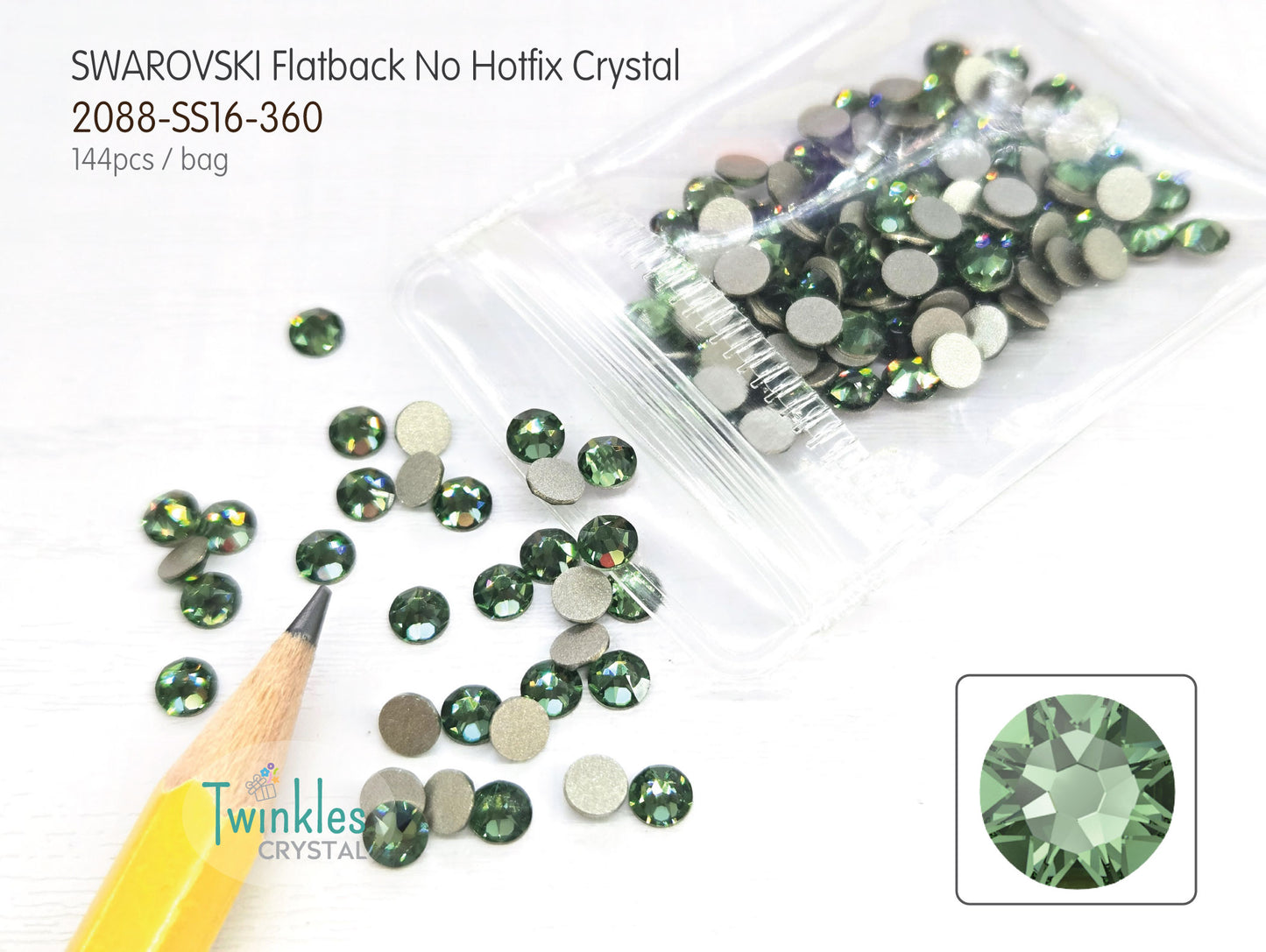 #2088-SS16 (3.8 - 4.0mm) - Swarovski Flatback no Hotfix Crystal - 144pcs