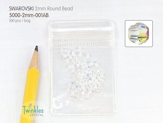 2mm - Swarovski Crystal Round Bead #5000 - Crystal AB
