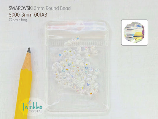 3mm - Swarovski Crystal Round Bead All Sizes #5000 - Crystal AB
