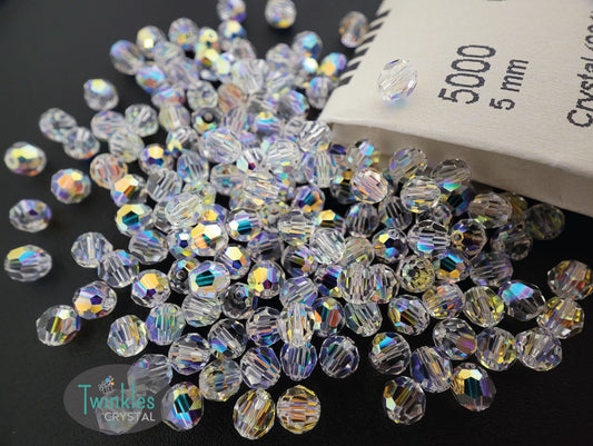 5mm - Swarovski Crystal Round Bead #5000 - Crystal AB