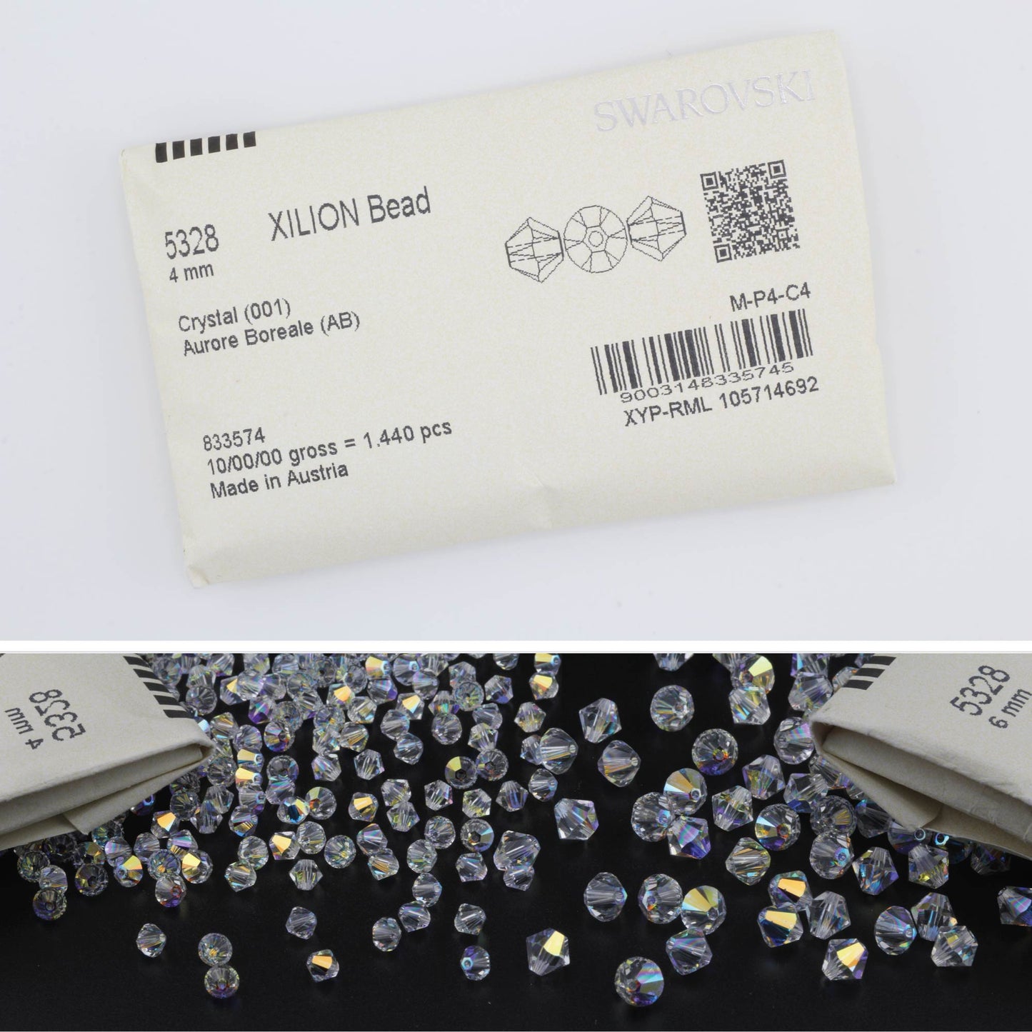 5328-2.5mm 3mm 4mm 5mm 6mm Swarovski Beads Xilion Bicone Bead - Crystal AB