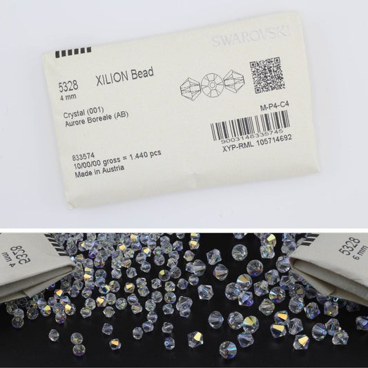 5328-2.5mm 3mm 4mm 5mm 6mm Swarovski Beads Xilion Bicone Bead - Crystal AB
