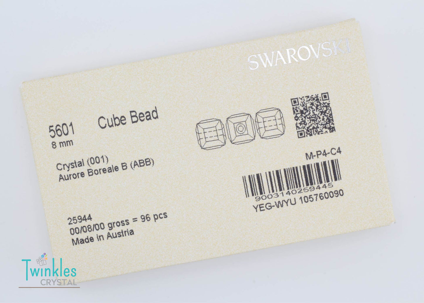 Swarovski Crystal Cube Bead All Size #5601-Crystal AB