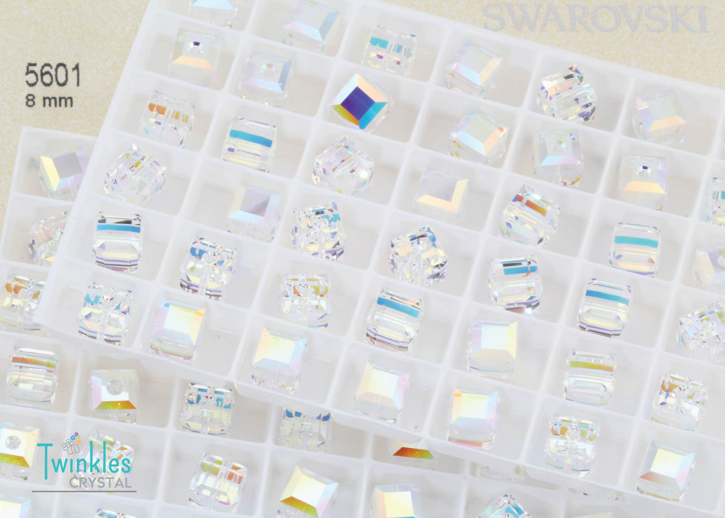 Swarovski Crystal Cube Bead All Size #5601-Crystal AB
