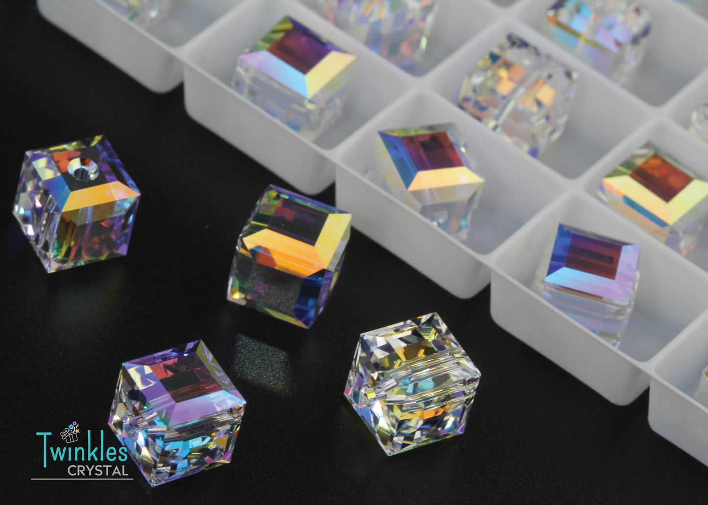 Swarovski Crystal Cube Bead All Size #5601-Crystal AB