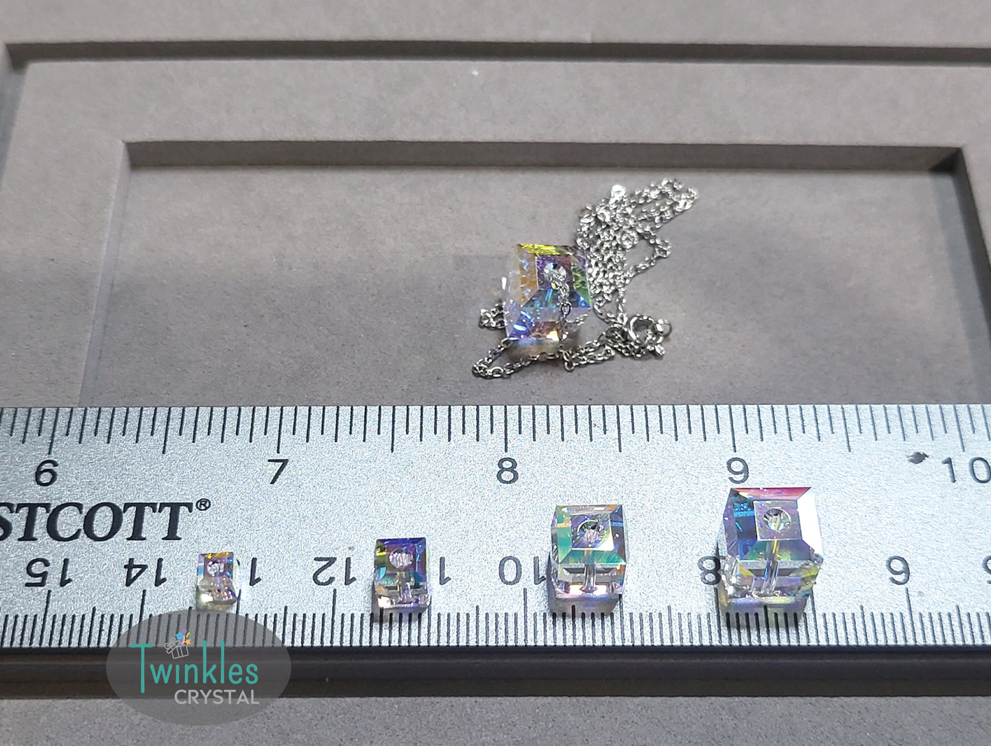 Swarovski Crystal Cube Bead All Size #5601-Crystal AB
