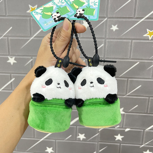 Panda Plush Coin Purse – Mini Storage Bag Keychain Stuffed Animal Backpack Charm