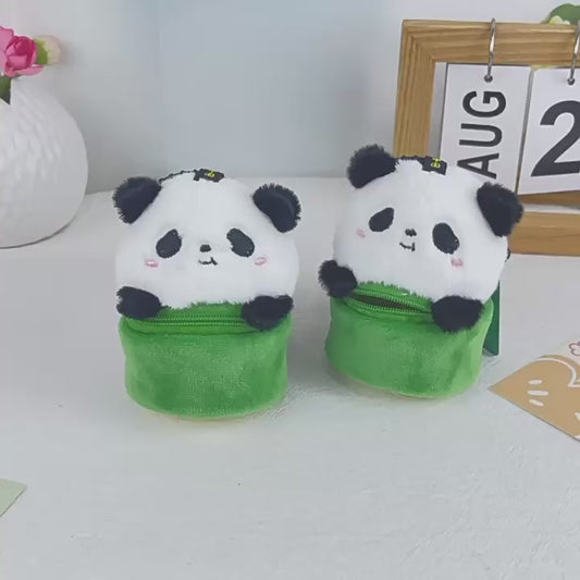 Panda Plush Coin Purse – Mini Storage Bag Keychain Stuffed Animal Backpack Charm
