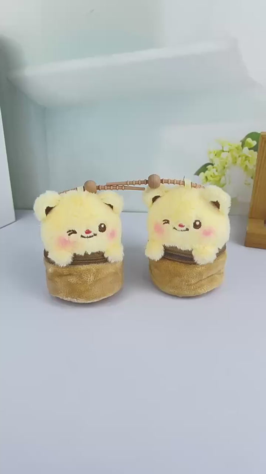 Butter Bear Plush Coin Purse – Mini Wallet Stuffed Animal Keychain Earphone Case & Backpack Charm