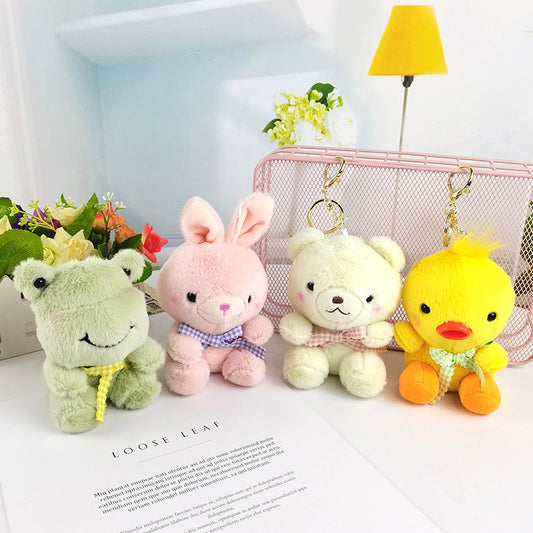 Cute Animal Plush Keychain – Mini Cartoon Bunny & Bear Stuffed Toy