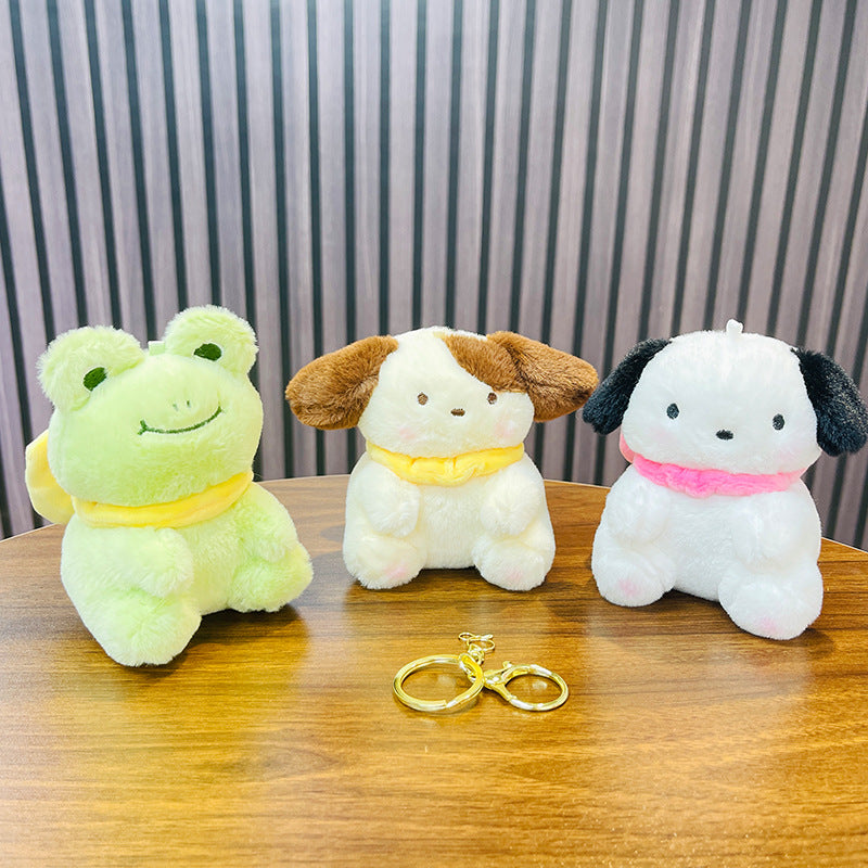 Kawaii Bread Dog & Frog Plush Keychain